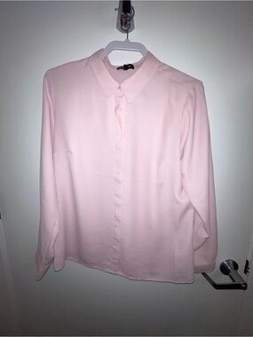Light Pink Button-Up Collar Blouse